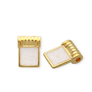 Metaal bedels DQ&reg; square Goud-pearl white (nikkelvrij)