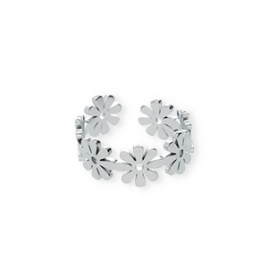Ringen van Stainless steel Roestvrij staal (RVS) flower Silver