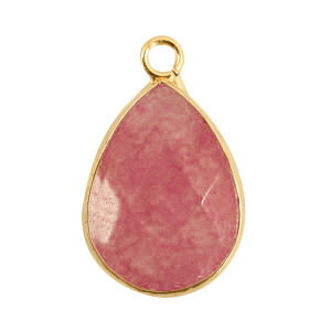 Hangers van natuursteen druppel Coral pink-gold
