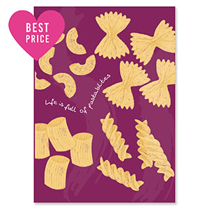 BY31&reg; Kaartjes voor sieraden "Life is full of pasta-bilities" Magenta purple-yellow