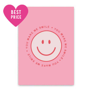 Kaartjes voor sieraden "You make me smile" Pink