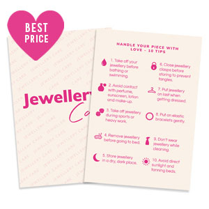 BY31&reg; Kaartjes voor sieraden "Jewellery care" Engels Off white-pink
