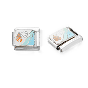 Italian charms losse schakels van Stainless steel Roestvrij staal(RVS) sea life Silver-white-light blue