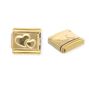 Italian charms losse schakels van Stainless steel Roestvrij staal(RVS) hearts Gold