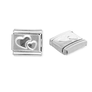 Italian charms losse schakels van Stainless steel Roestvrij staal(RVS) hearts Silver