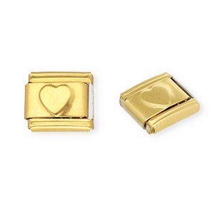 Italian charms losse schakels van Stainless steel Roestvrij staal(RVS) heart Gold