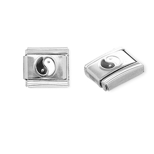 Italian charms losse schakels van Stainless steel Roestvrij staal(RVS) Yin & Yang Silver-black-white