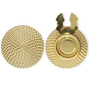 Button covers van Stainless steel Roestvrij staal (RVS) round rattan-look Gold