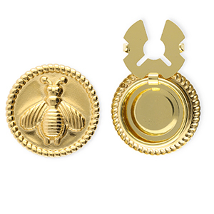 Button covers van Stainless steel Roestvrij staal (RVS) round with bee Gold