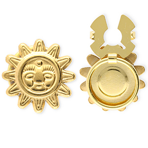 Button covers van Stainless steel Roestvrij staal (RVS) sun with face Gold