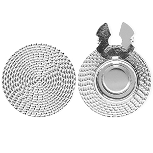 Button covers van Stainless steel Roestvrij staal (RVS) round rattan-look Silver