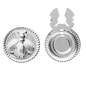 Button covers van Stainless steel Roestvrij staal (RVS) round with bee Silver