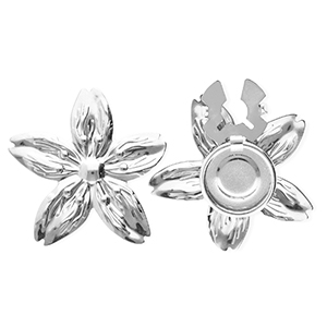 Button covers van Stainless steel Roestvrij staal (RVS) flower Silver