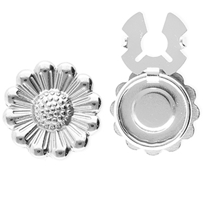 Button covers van Stainless steel Roestvrij staal (RVS) flower Silver