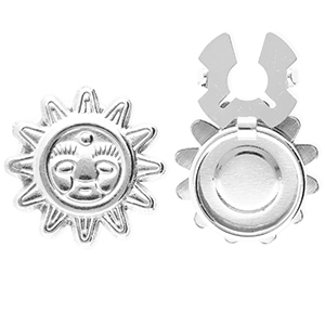 Button covers van Stainless steel Roestvrij staal (RVS) sun with face Silver