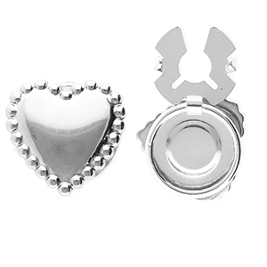 Button covers van Stainless steel Roestvrij staal (RVS) heart Silver