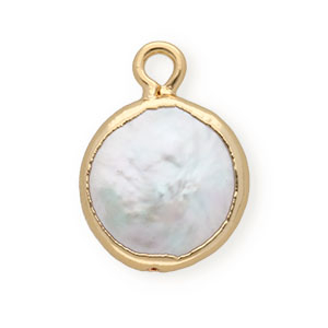 BQ Zoetwater parels bedel round Gold-Natural white