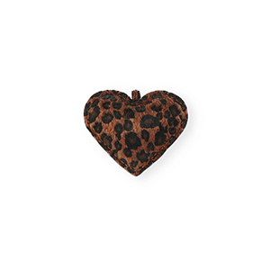 Statement hangers heart with leopard print Dark brown-black