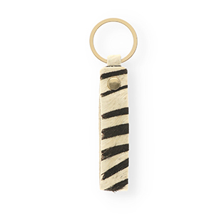 Leren sleutelhangers with zebra print White-black-gold