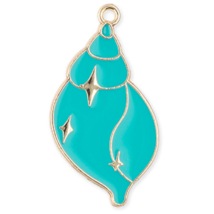 Metaal bedels shell Gold-turquoise