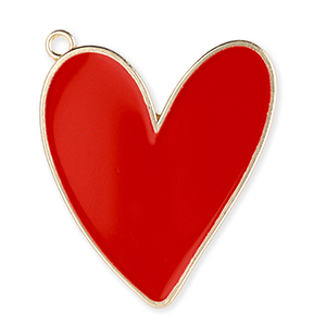 Metaal bedels heart Gold-red