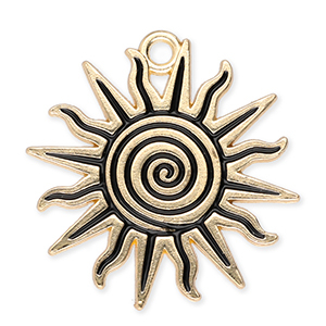 Metaal bedels sun with spiral Gold-black