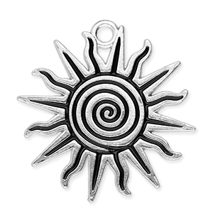 Metaal bedels sun with spiral Silver-black