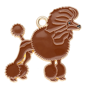 Metaal bedels poodle Gold-brown