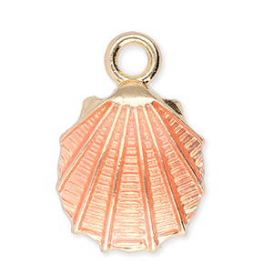 Metaal bedels shell Gold-peach pink
