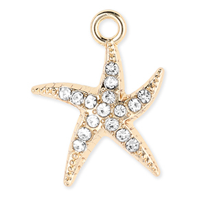 Metaal bedels starfish with strass Gold-transparent
