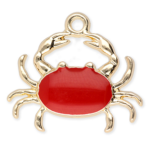 Metaal bedels crab Gold-red
