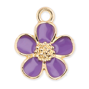 Metaal bedels flower Gold-purple
