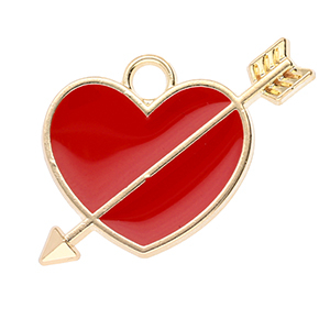 Metaal bedels heart with arrow Gold-red