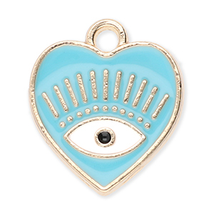 Metaal bedels heart Eye of Providence Gold-blue-white