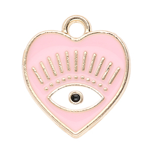 Metaal bedels heart Eye of Providence Gold-light pink-white