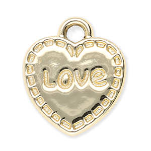 Metaal bedels heart "Love" Gold