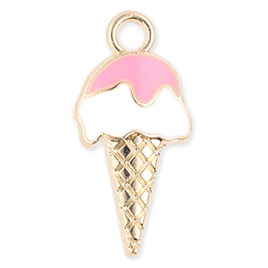 Metaal bedels ice lolly Gold-white-light pink