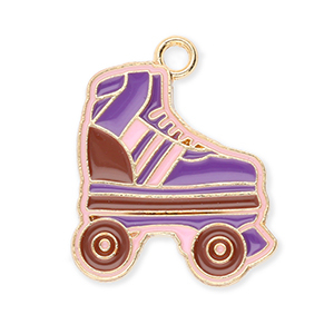 Metaal bedels roller skate Gold-purple-brown-light pink