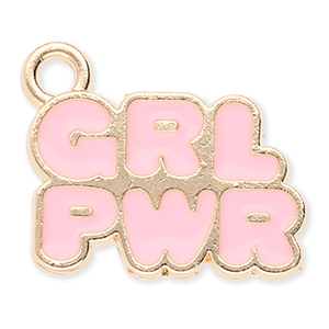 Metaal bedels "Grl pwr" Gold-light pink
