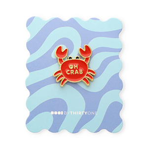 BY31&reg; Kaartje met pin "Oh crab" Multicolour blue-red-yellow-black-gold