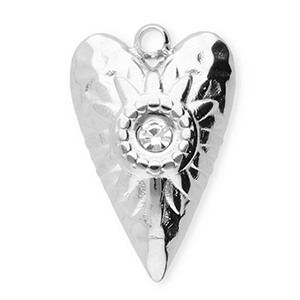Bedels van Stainless steel Roestvrij staal (RVS) heart Silver-transparent