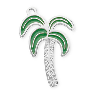Bedels van Stainless steel Roestvrij staal (RVS) palmtree Silver-dark green