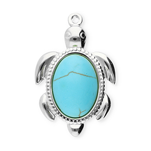 Bedels van Stainless steel Roestvrij staal (RVS) turtle Silver-blue