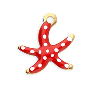 Bedels van Stainless steel Roestvrij staal (RVS) starfish Gold-red-white