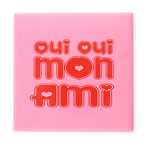 BY31&reg; Tegeltje met tekst "Oui oui mon ami" Pink-red