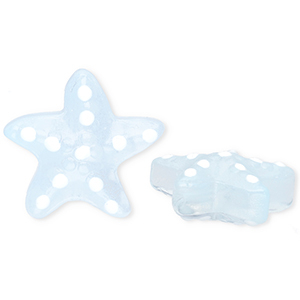 Glaskralen handgemaakt starfish Transparent light blue-white