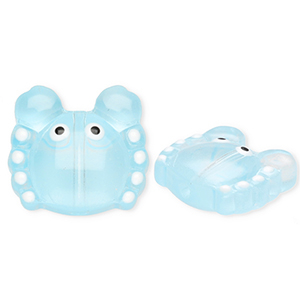 Glaskralen handgemaakt crab Transparent light blue-white-black