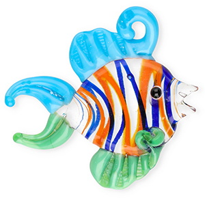 Handgemaakte glasbedels fish Transparent-blue-green-orange