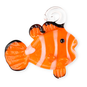 Handgemaakte glasbedels clownfish Orange-white-black