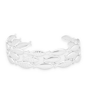 Armbanden van Stainless steel Roestvrij staal (RVS) bangle fish Silver